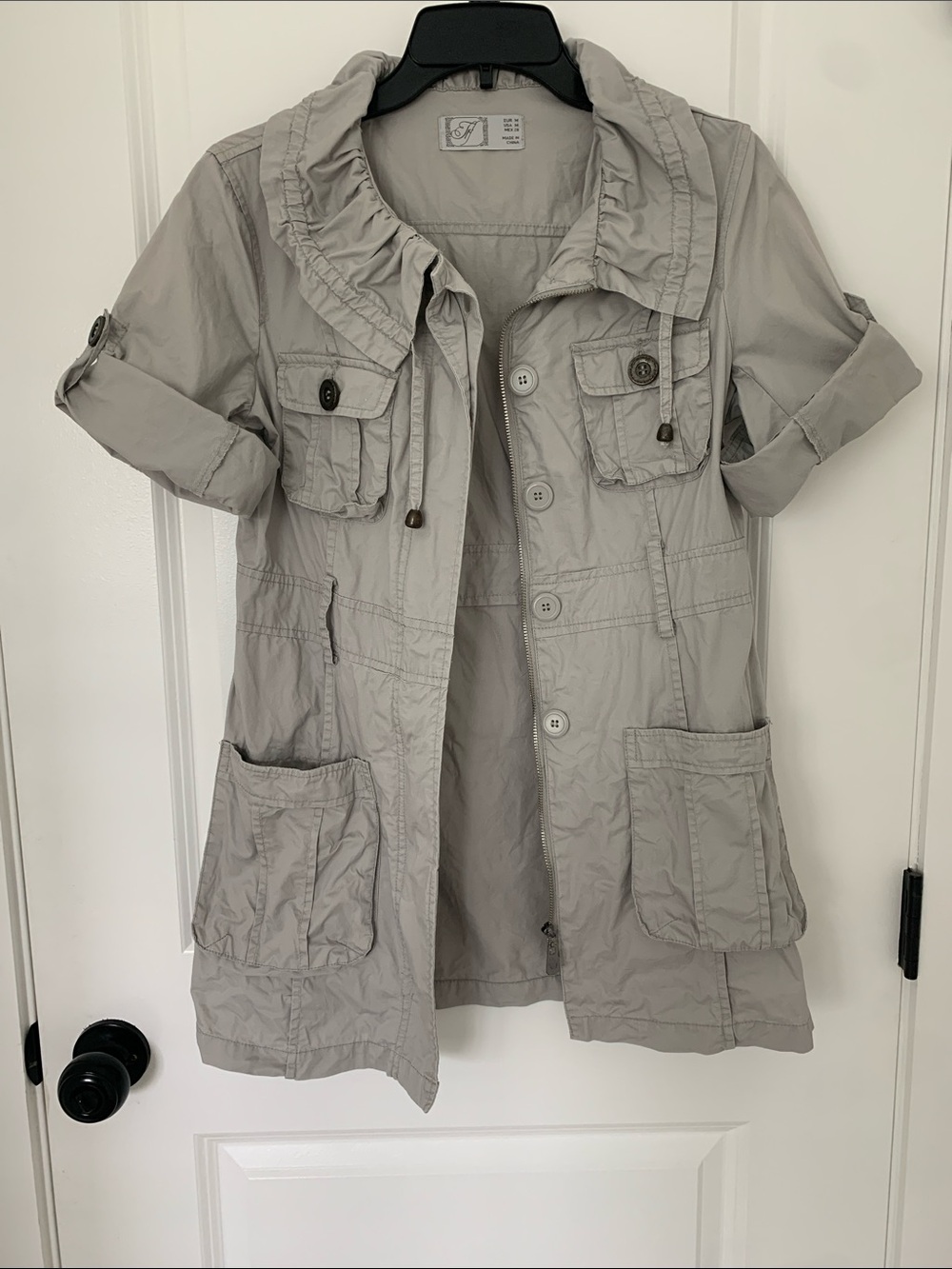 Cotton Utility Jacket with Rolled Short Sleeves